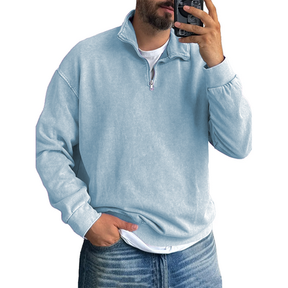 Fernando® | Men'S Basic Zip Stand Up Sweatshirt
