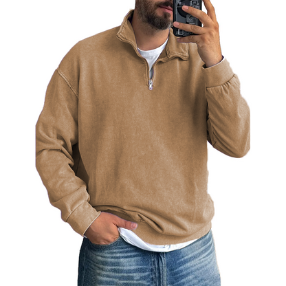 Fernando® | Men'S Basic Zip Stand Up Sweatshirt