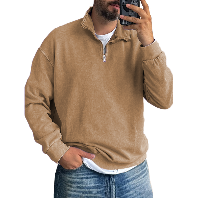 Fernando® | Men'S Basic Zip Stand Up Sweatshirt