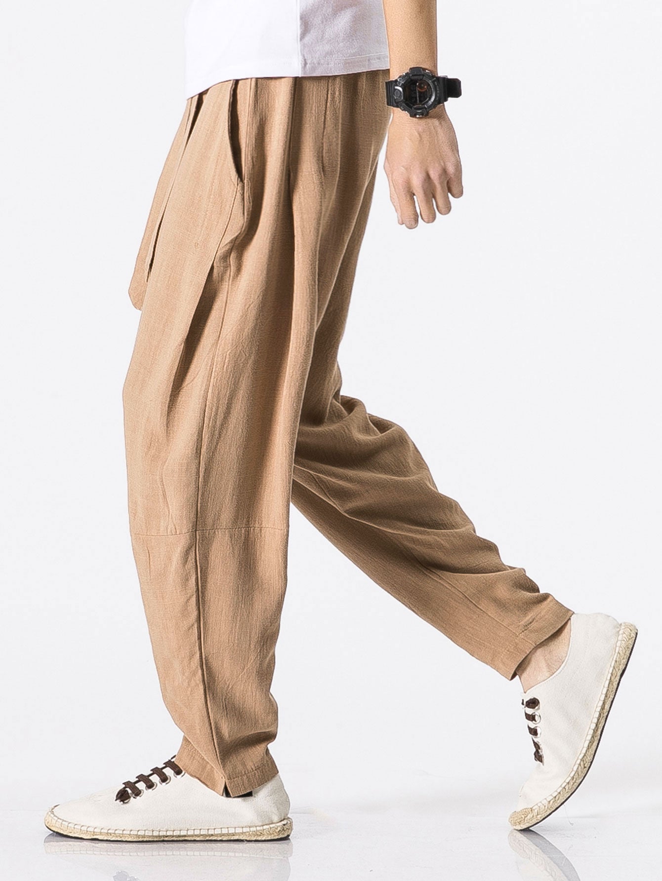 Judas® | Detachable Belt Relax Fit Linen And Cotton Blend Harem Pants