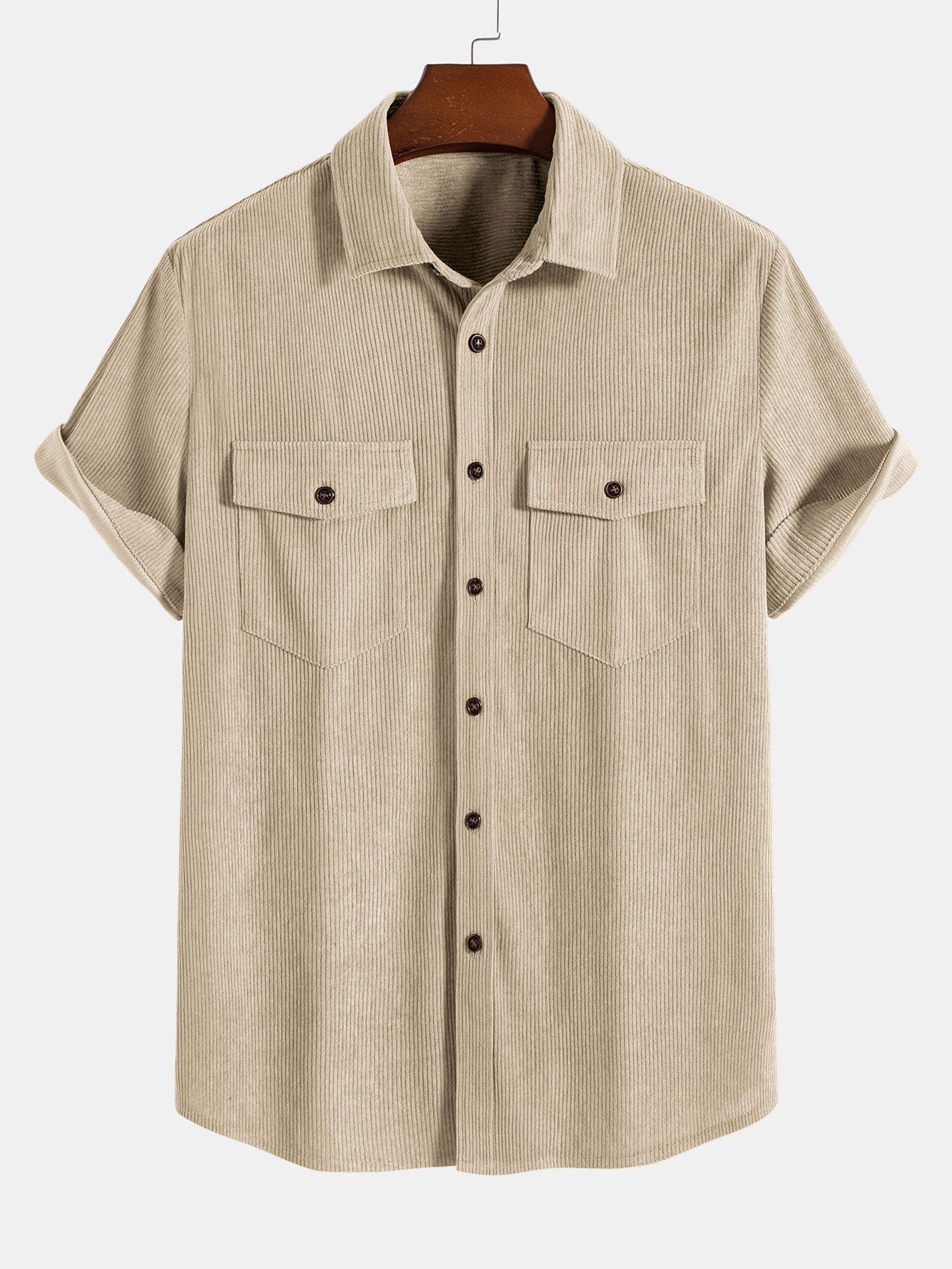 Angelo® | Short Sleeve Patch Pockets Corduroy Shirt