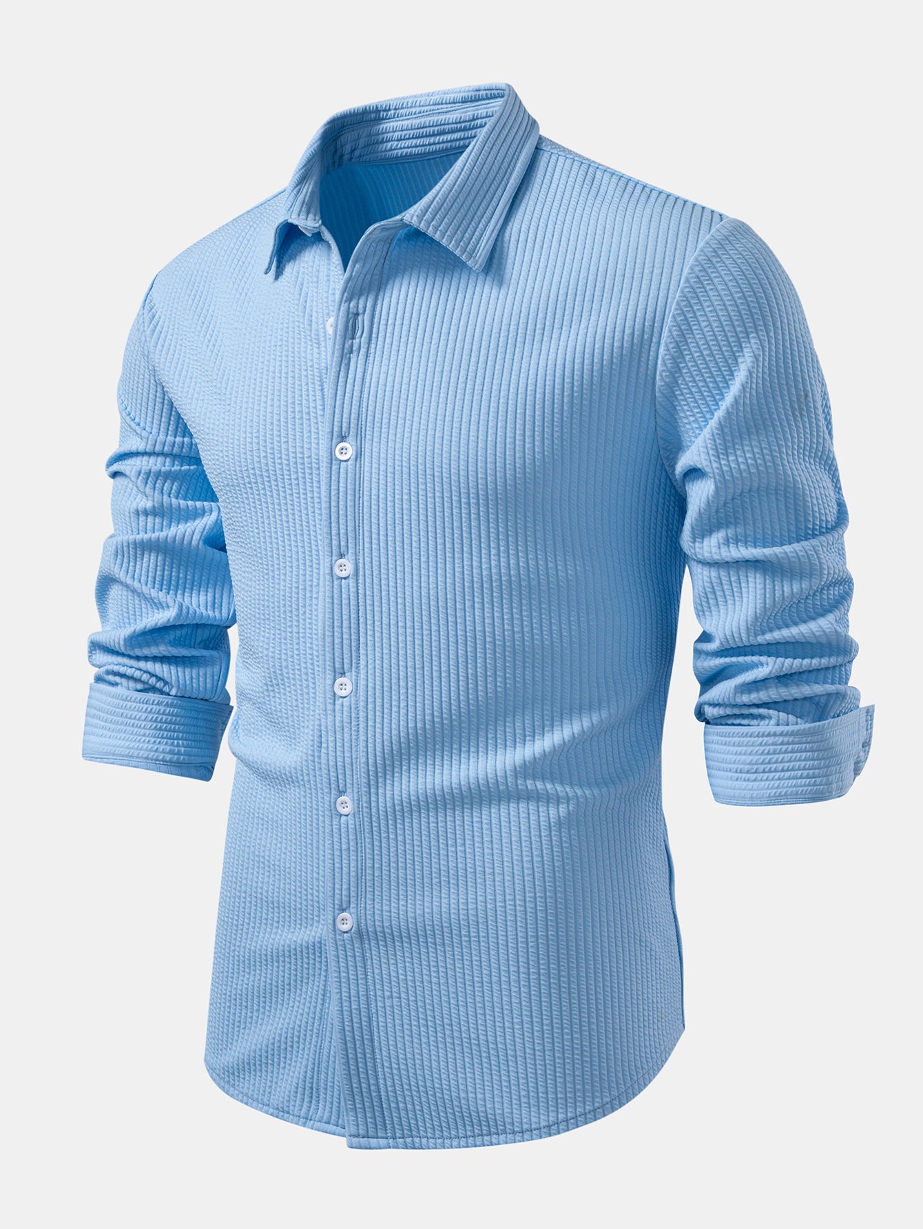 Kalil® | Long Sleeve Muscle Fit Ribbed Button Up Shirt