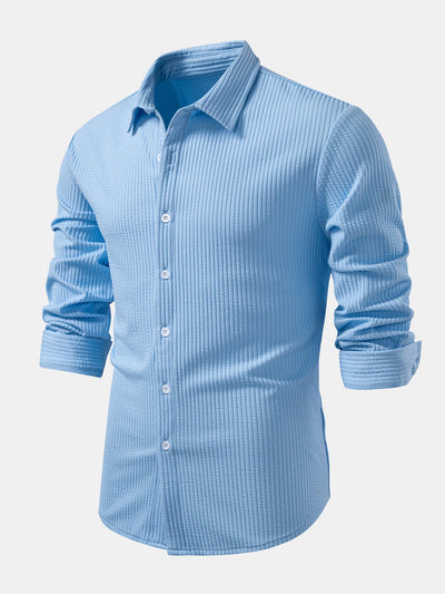 Kalil® | Long Sleeve Muscle Fit Ribbed Button Up Shirt
