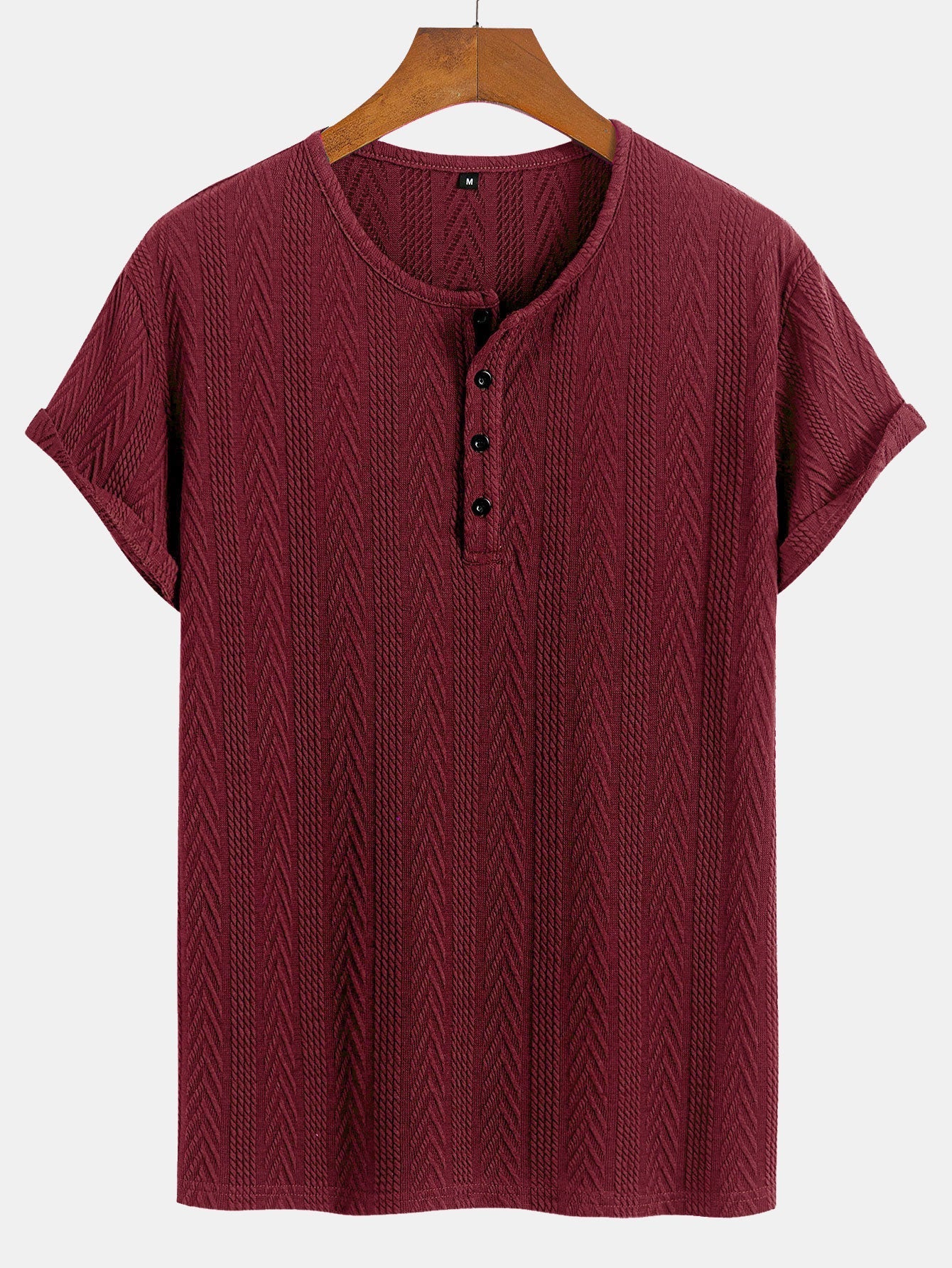 Maximiliano® | Short Sleeve Jacquard Half Open Collar T-Shirt