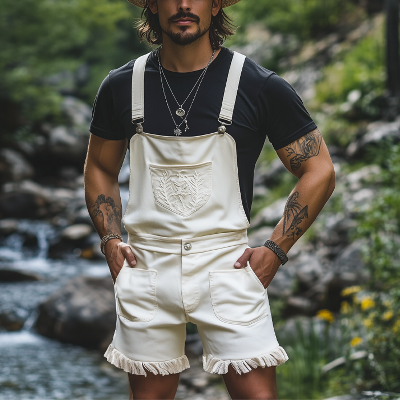 Pedro | Men'S Summer Fashion Embroidered Tassel Overalls