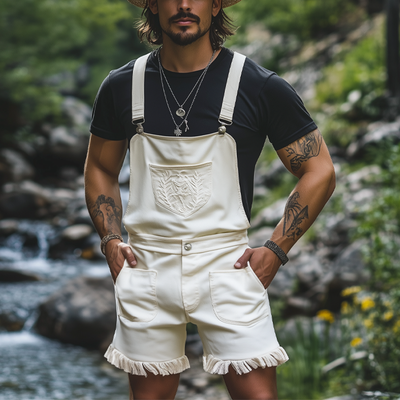 Pedro | Men'S Summer Fashion Embroidered Tassel Overalls