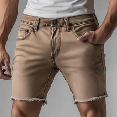 Evan | Men'S Casual Outdoor Washed Distressed Raw Edge Slim Fit Denim Shorts