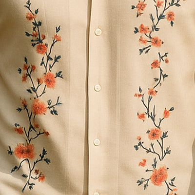 Samuel | Men'S Summer Casual Linen Printed Short Sleeve Shirt