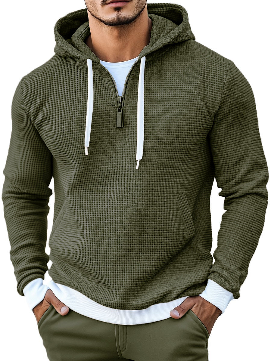Joaquín® | Sweatshirt with hood and long sleeves waffle