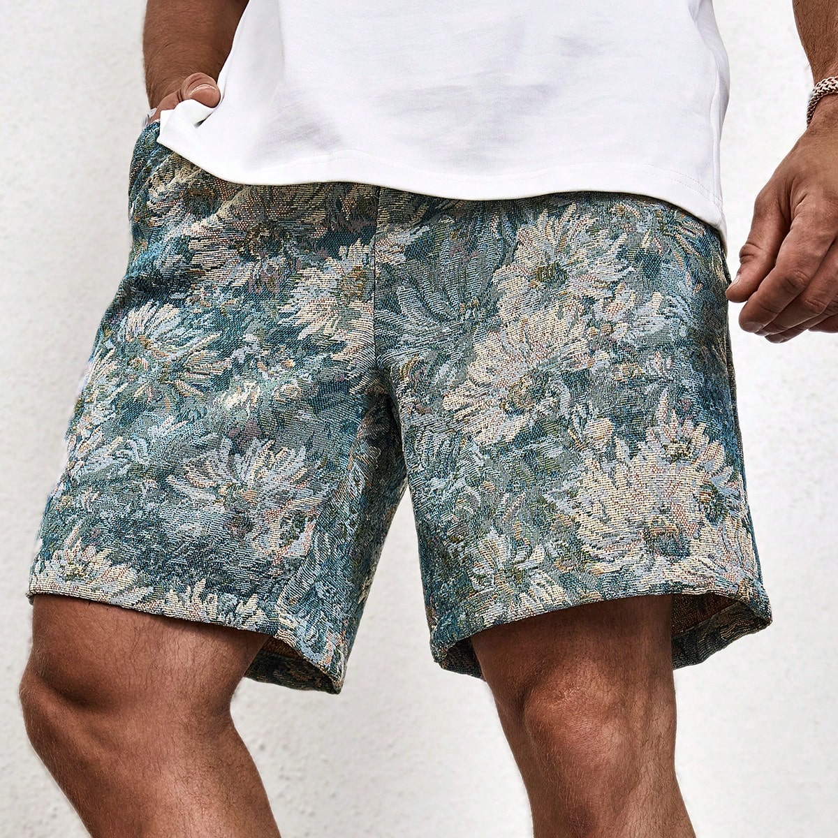 Alan | Oil Painting Floral Print Drawstring Shorts