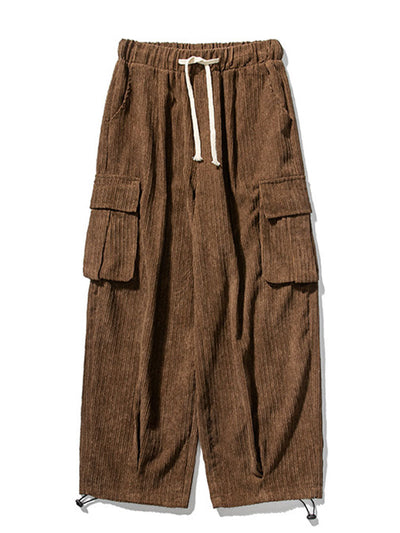 Laudelino® | Relaxed Fit Drawcord Hem Corduroy Cargo Pants