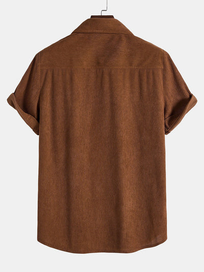 Angelo® | Short Sleeve Patch Pockets Corduroy Shirt