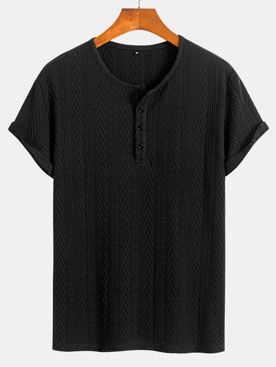 Maximiliano® | Short Sleeve Jacquard Half Open Collar T-Shirt