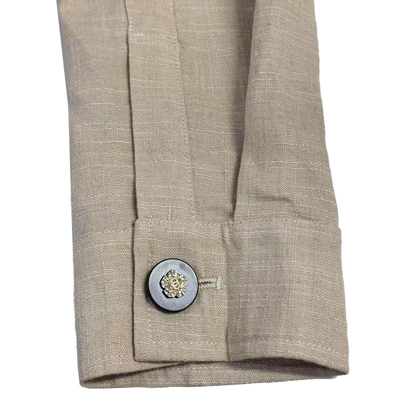 Men's Casal Linen Embroidered Lapel Loose Long Sleeve Shirt