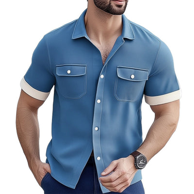 Sebastian | Men'S Summer Business Twill Button Short Sleeve Shirt