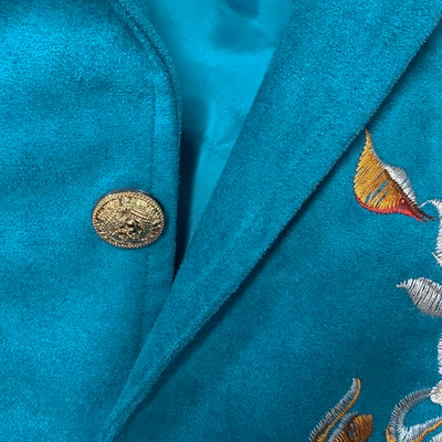 Men's Classic Retro Casal SliFit Western Style Embroidered Sheepskin Sede Blazer