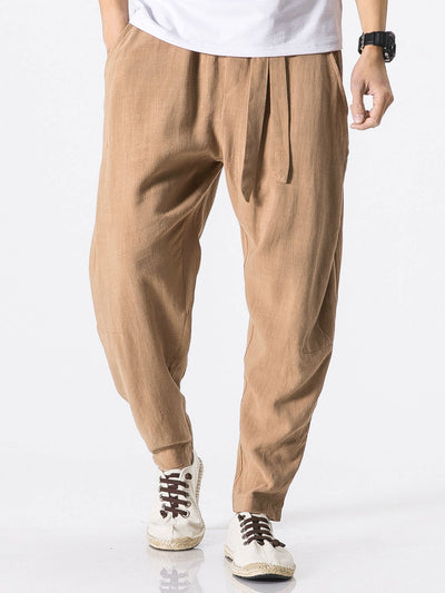 Judas® | Detachable Belt Relax Fit Linen And Cotton Blend Harem Pants