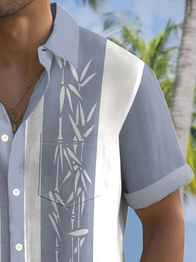 Macario® | Short Sleeve Shirt With Bamboo Print And Color Block