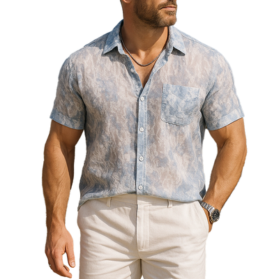 Drew | Men'S Summer Fashion Light Tulle Printed Short Sleeve Shirt