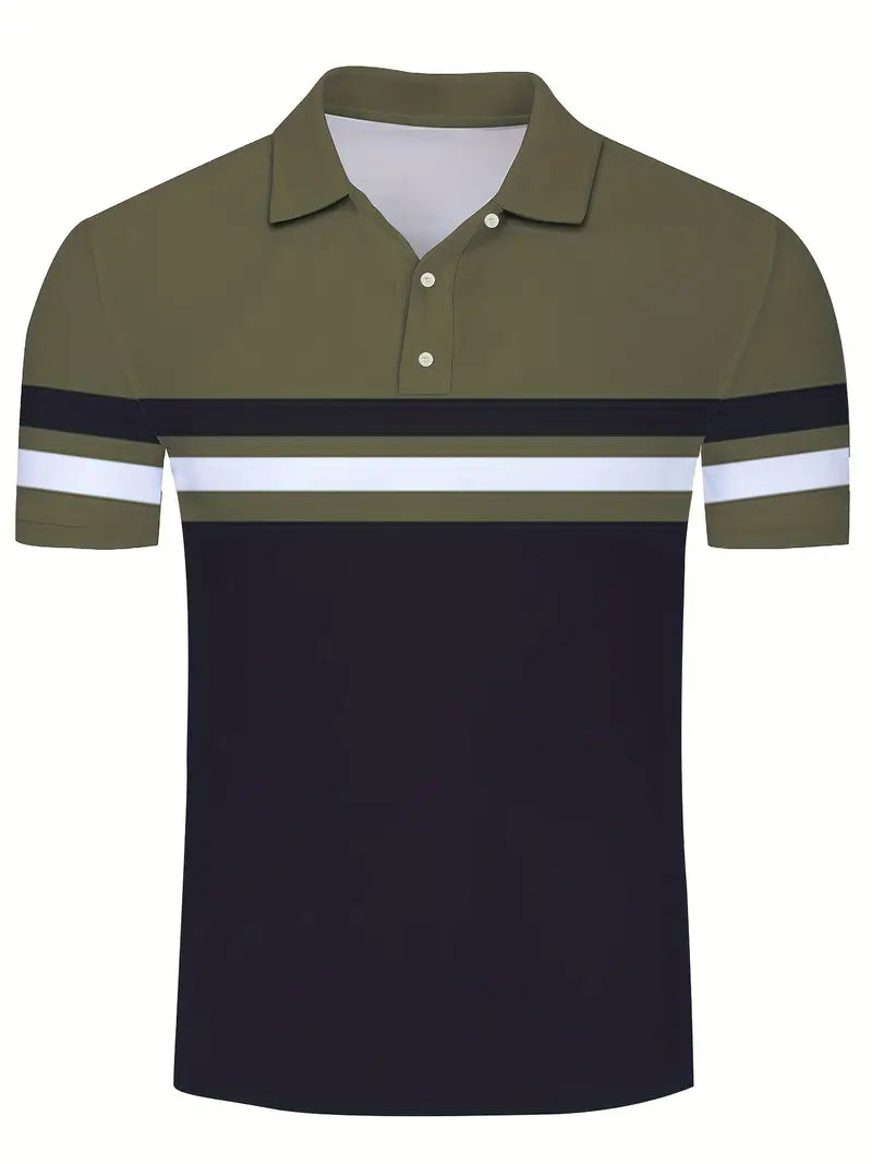 Lynn® | Casual, Trendy Striped Pattern Short-Sleeved Shirt For Men