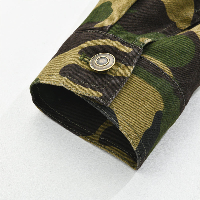 Men's Camoflage Canvas Retro Wear Lapel Jacket