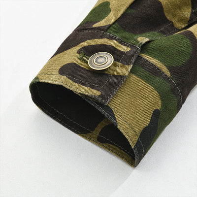 Men's Camoflage Canvas Retro Wear Lapel Jacket