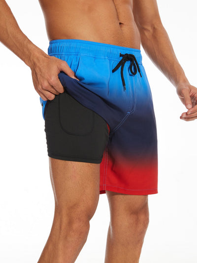 Absolon® | 2 In 1 Drawstring Beach Swim Shorts With Pocket