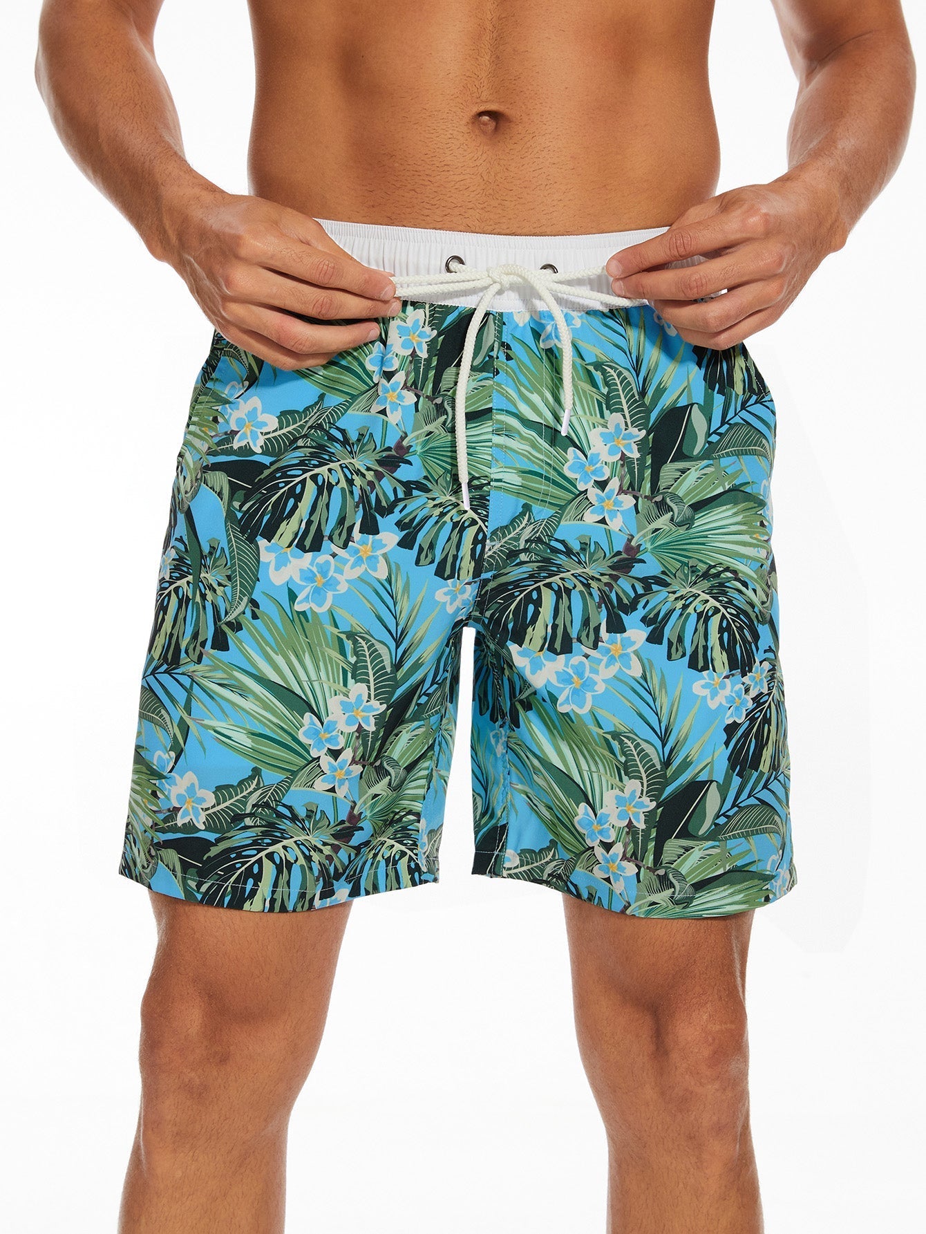 Fermín® | Contrast Tropical Print Swim Shorts