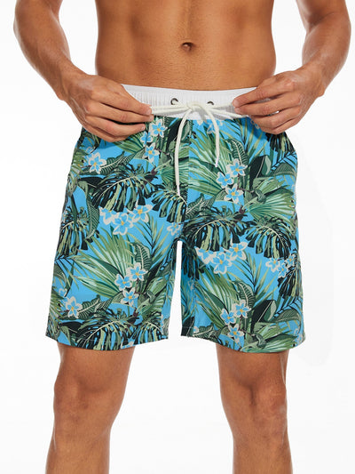 Abrem® | 2 In 1 Contrast Tropical Print Swim Shorts