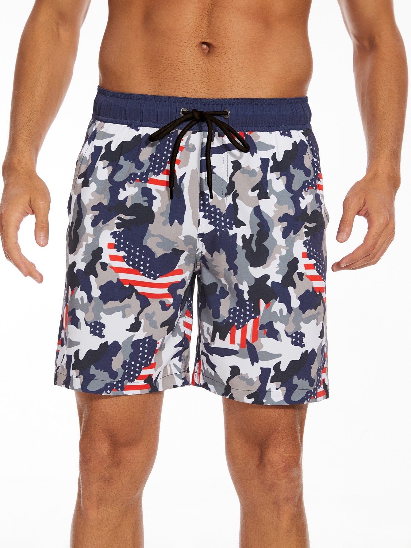 Fernando® | Camouflage Usa Flag Print Swim Shorts