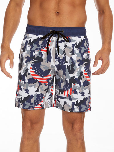 Fernando® | Camouflage Usa Flag Print Swim Shorts