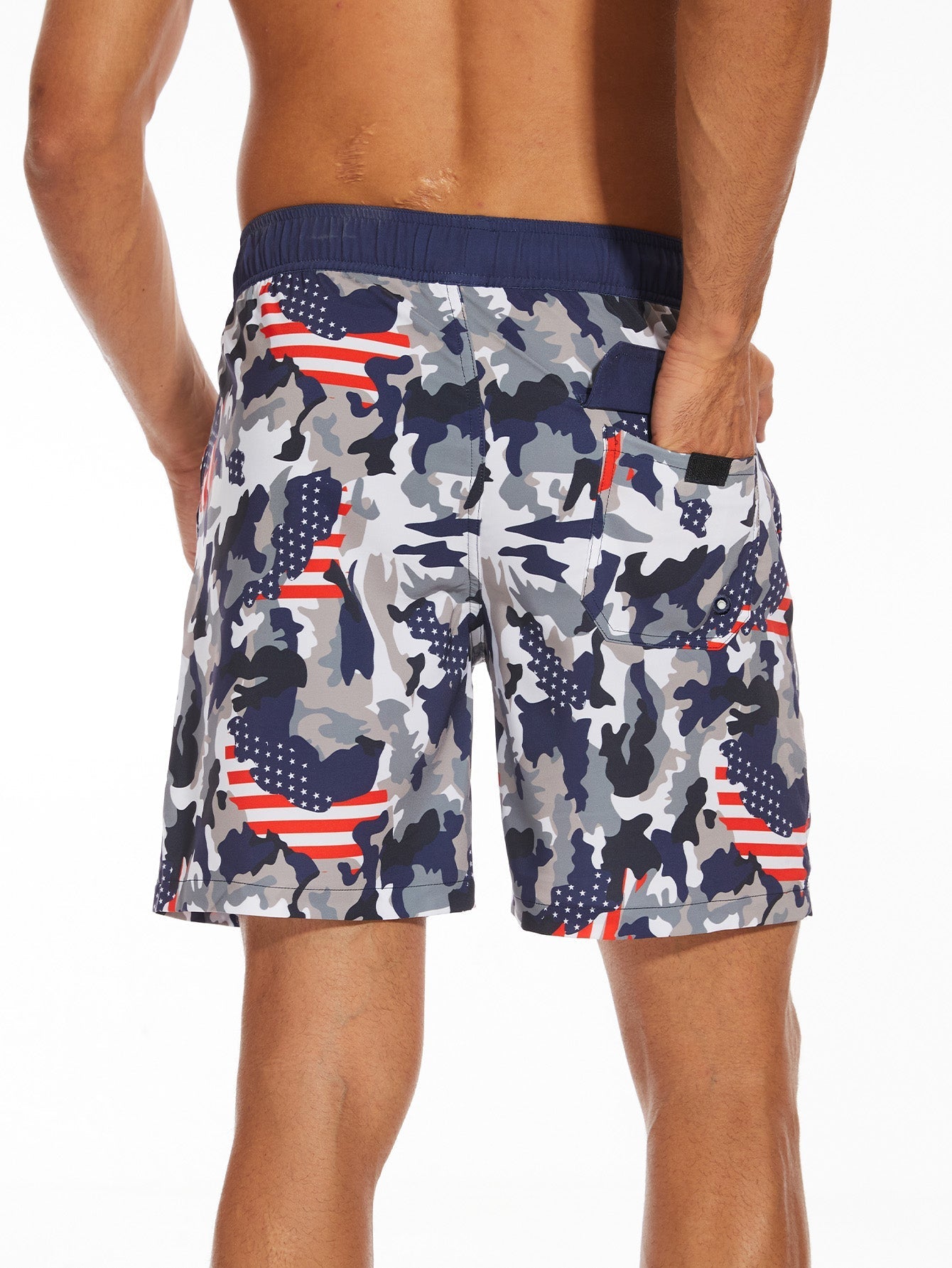 Fernando® | Camouflage Usa Flag Print Swim Shorts