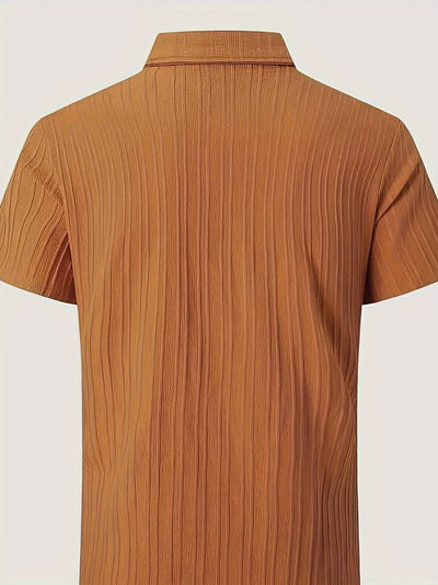 Yago® | Ribbed Short-Sleeved Blouse With Button Placket