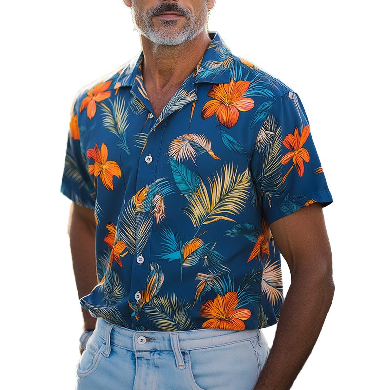 Israel | Men'S Summer Fashion Polyester Blended Printed Short Sleeve Shirt