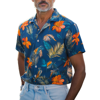 Israel | Men'S Summer Fashion Polyester Blended Printed Short Sleeve Shirt