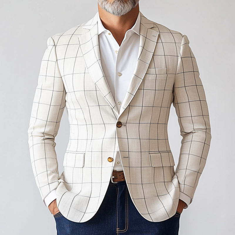 Vincent | Men'S Vintage Elegant Plaid Notch Lapel Single Breasted Slim Fit Blazer