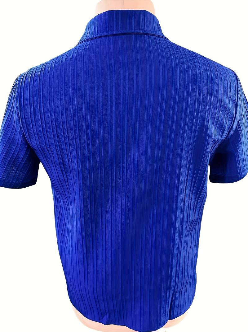 Yago® | Ribbed Short-Sleeved Blouse With Button Placket