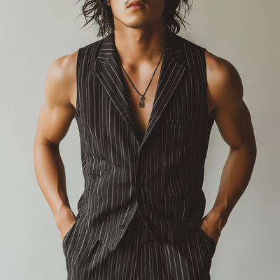 Orlando | Men'S Summer Fashion Classic Striped Cotton And Linen Sleeveless Shirt
