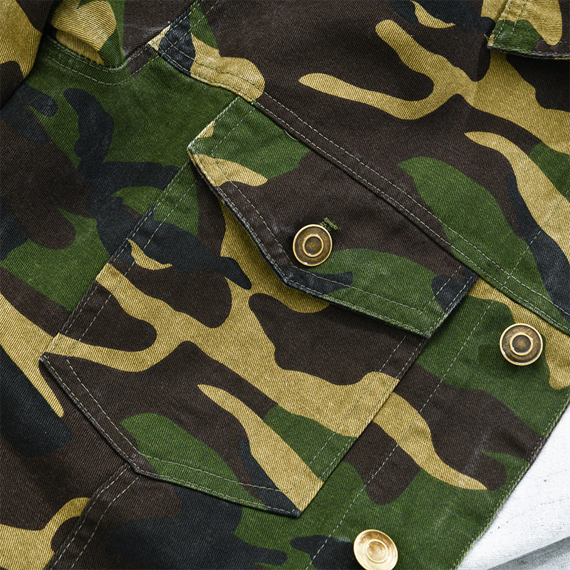 Men's Camoflage Canvas Retro Wear Lapel Jacket