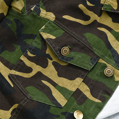 Men's Camoflage Canvas Retro Wear Lapel Jacket