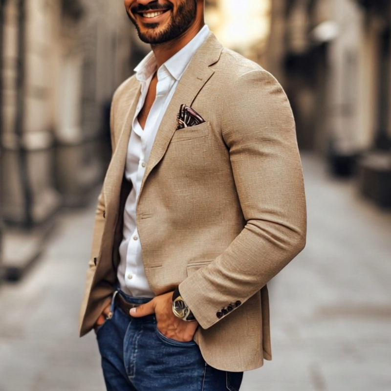 Men's Fashion Notch Lapel Two Buttons Casual Blazer