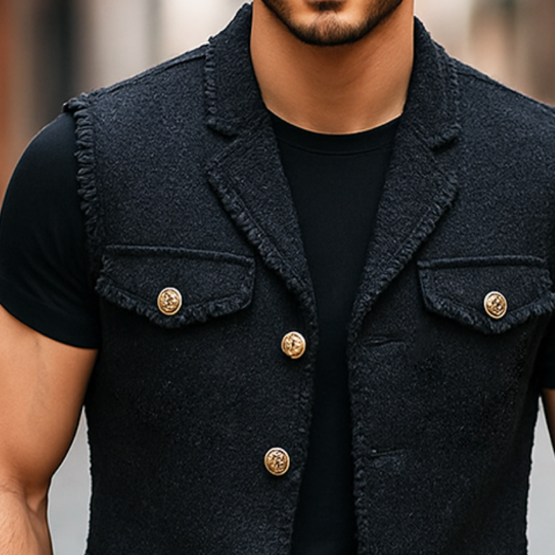 Connor | Men'S Retro Casual Single Breasted Raw Edge Vest