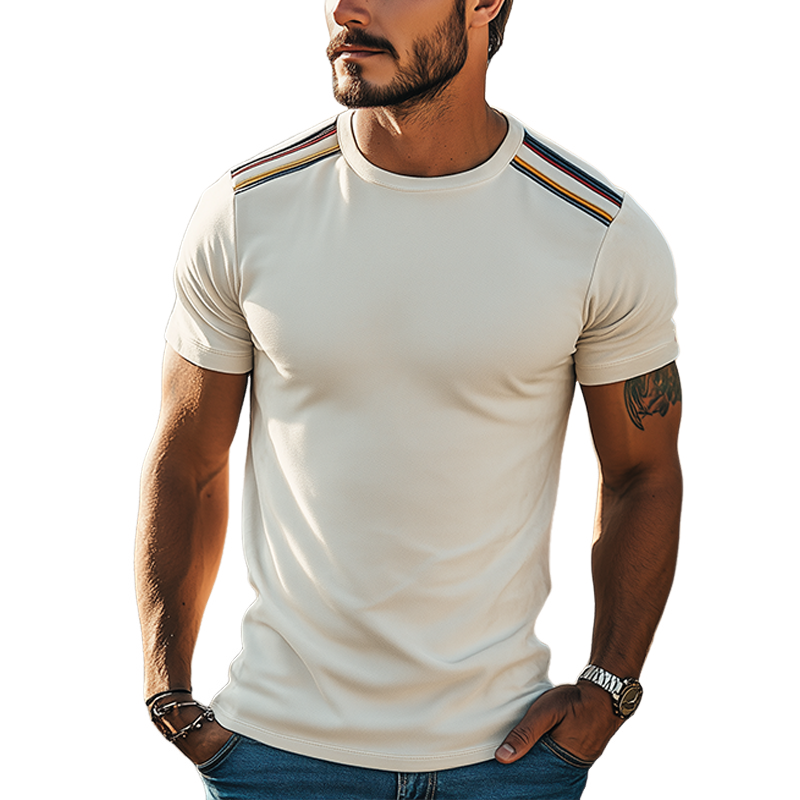 Jerome | Men'S Spring And Summer Fashion Casual Thin Suede Shoulder Stitching Webbing Slim Short-Sleeved T-Shirt