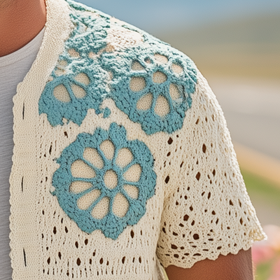 Lucas | Men'S Summer Fashion Casual Hollow Crochet Flower Knitted Short Sleeve Shirt