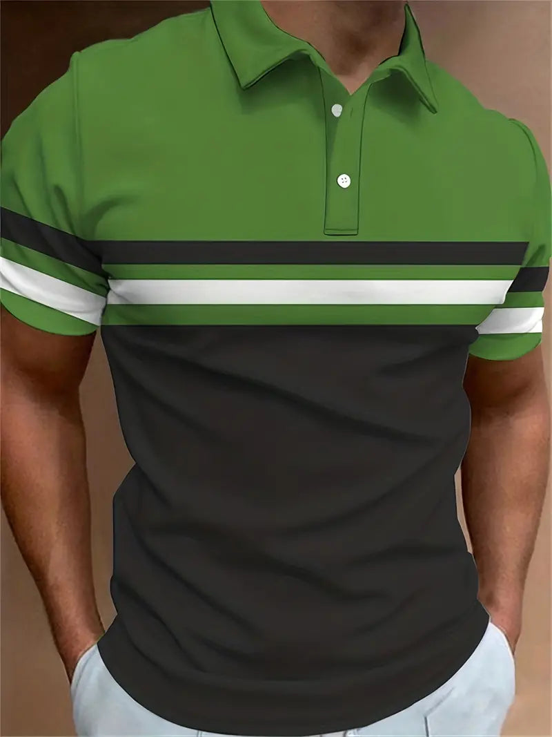 Lynn® | Casual, Trendy Striped Pattern Short-Sleeved Shirt For Men