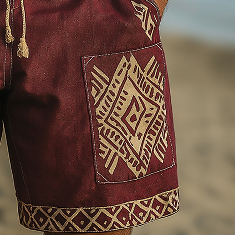 Ernesto | Men'S Summer Fashion Simple Printed Linen Casual Shorts