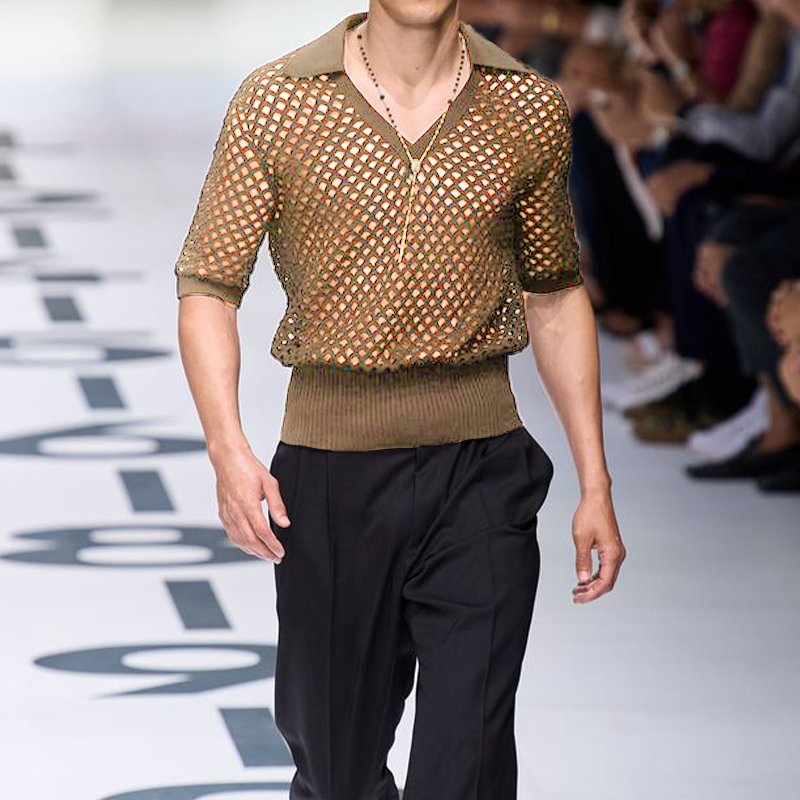Darin | Men'S Spring And Summer Fashion Hollow Sexy Knitted Short-Sleeved Polo Shirt