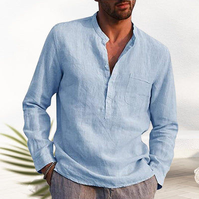 Crispin® | Men'S Linen Shirt With V-Neck