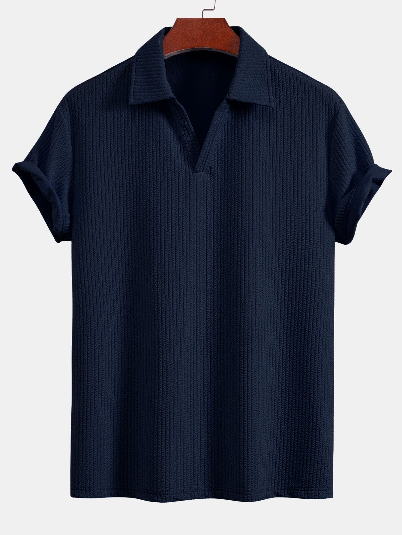 Esau® | Short Sleeved V-Neck Ribbed Polo & Straight Leg Ribbed Pants