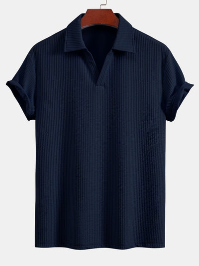 Nolan | Short Sleeved V-Neck Ribbed Polo